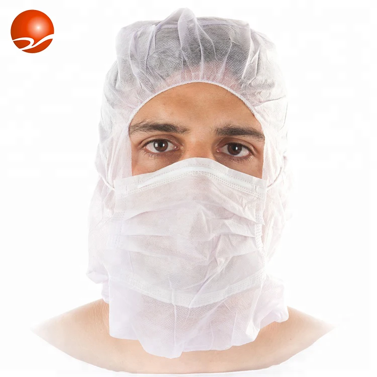 Disposable High Quality Wholesale Colorful Hood Head Cover Astronaut Cap with 3ply Face Mask