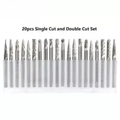 3*3mm 20 pcs Double Cut Rotary File Carbide Burr Set