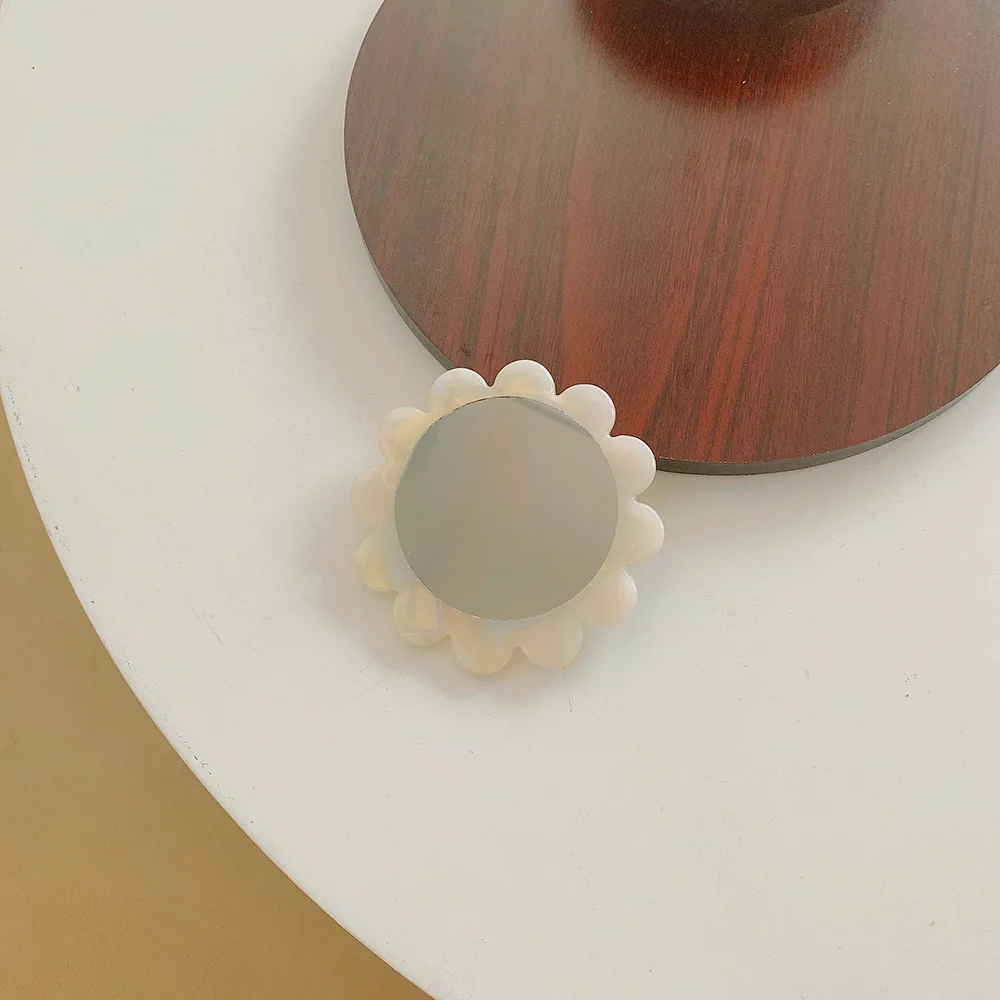 Portable Makeup Mirror Acetic Acid Flower Shaped Summer Mini Hair Accessories