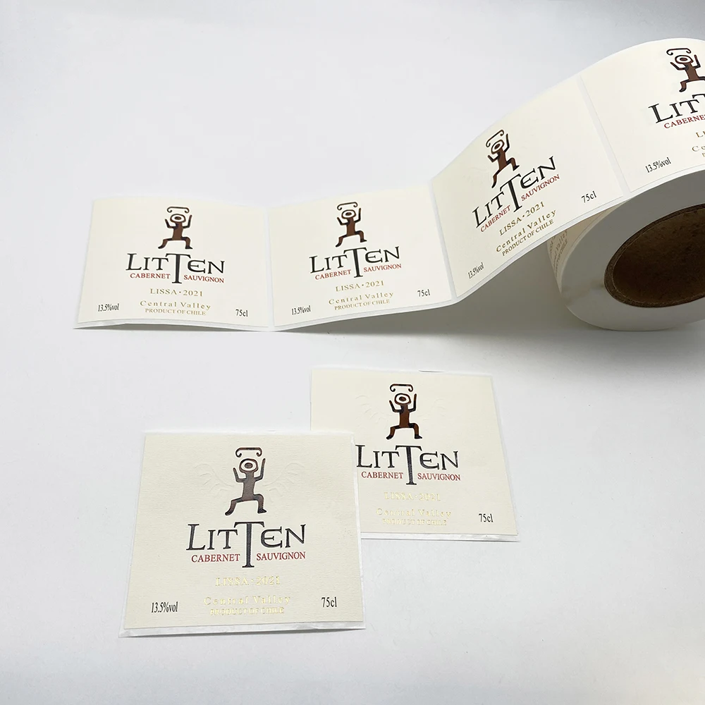 Custom Private Wine Embossed Sticker Print Wine Bottle Labels