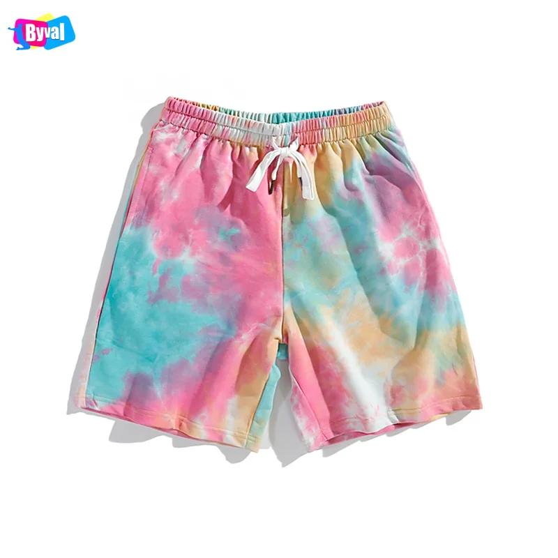 High Quality Men 100% Cotton Men Fleece Tie Dye Shorts Pants Plus Size Custom Brand Design Casual Sweat Shorts for Men