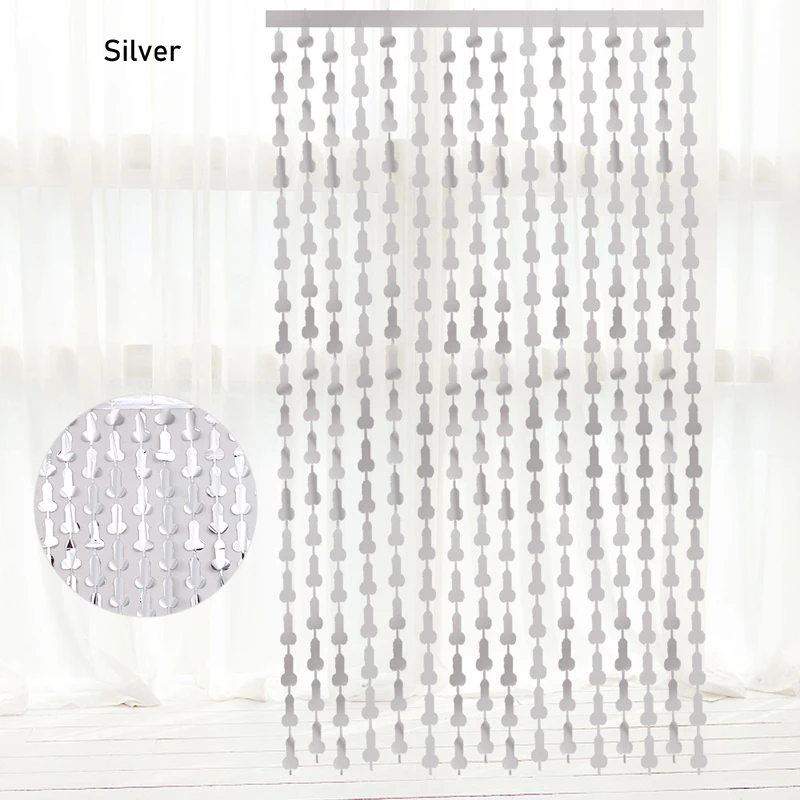 Hen Night Bachelorette Party Backdrop Wall Decoration Penis Shape Accessories Supplies Birthday Party PET Fringe Foil Curtain