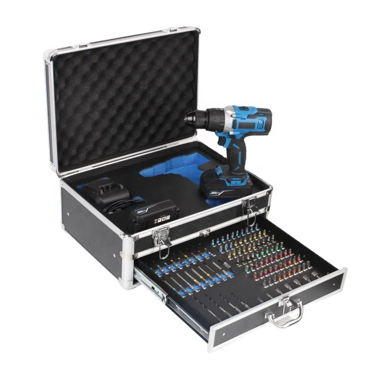 101PCS Combination Kits Aluminum Case Cordless Drill Set with Bits and Wood Drills Set