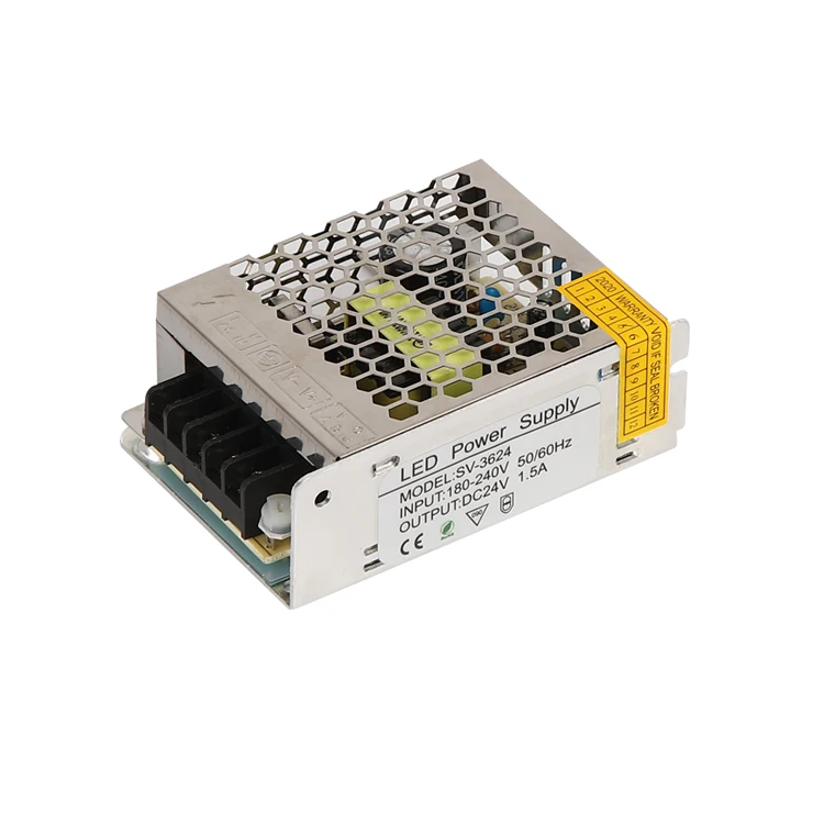 Factory directly sale DC24V 36W indoor metal body LED power supply non-waterproof driver for indoor using