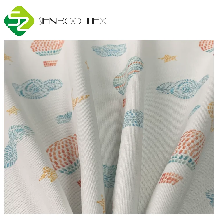 Новая коллекция, сертифицированная 100%, трикотажная ткань из органического хлопка, цифровой переплетенный уток для детей, Комбинезоны и одежда для сна