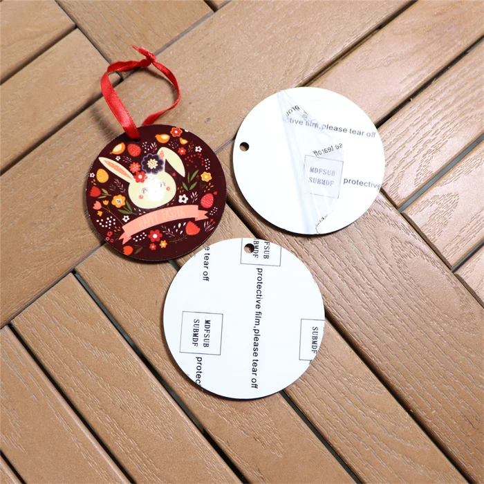 MDFSUB Personalized Hot Sales Xmas Decor Hanging 3 inch Round Wood White Blanks Sublimation MDF Ornament For Christmas