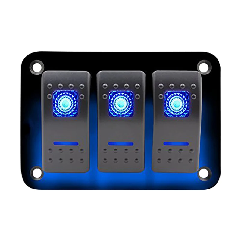 Rocker Switches Dc 12v 24v 3 Gang Boat Atv Rocker Switch Panel 5 Pin on Off Toggle Switch With Blue Led Backlit