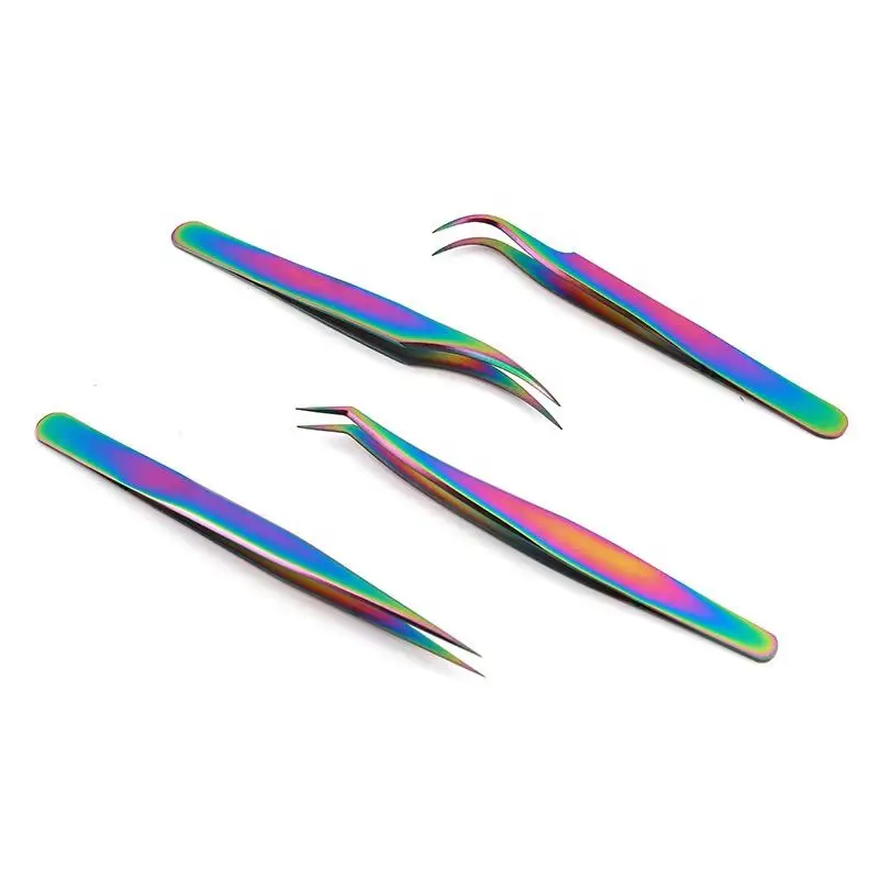 Professional Eyelash Extension Tweezers Straight & Curved Tweezers For Nail Art False Eyelash Extension Tweezers