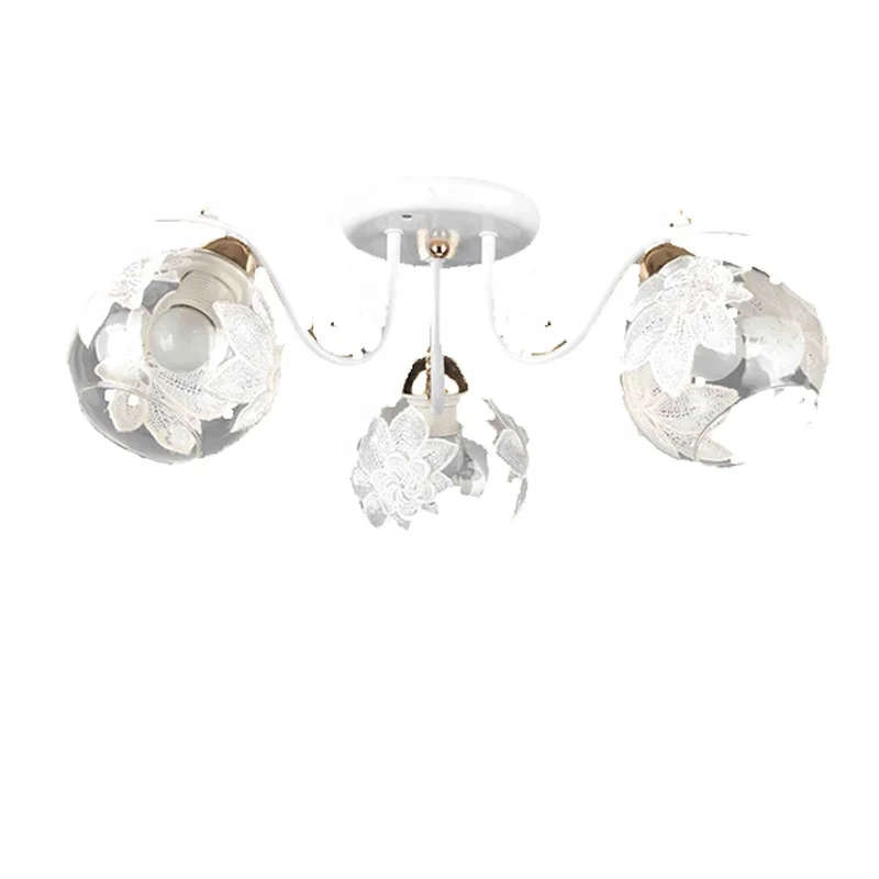 
Finely processed glass shade bright white ceiling lamp for living room 
