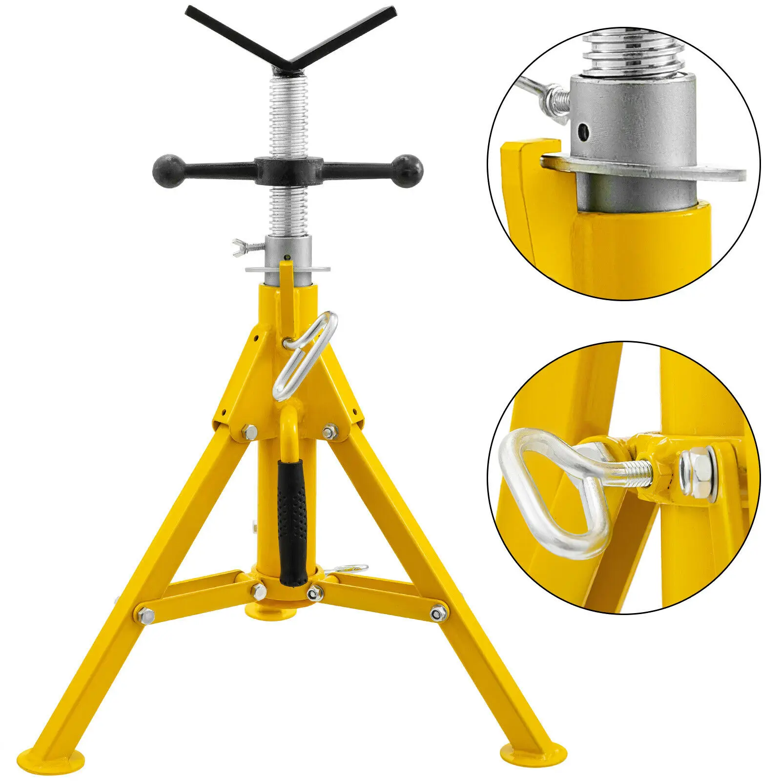 Headadjustable height 28-52 inch pipe jack stands folding portable high folding pipe stand with v head