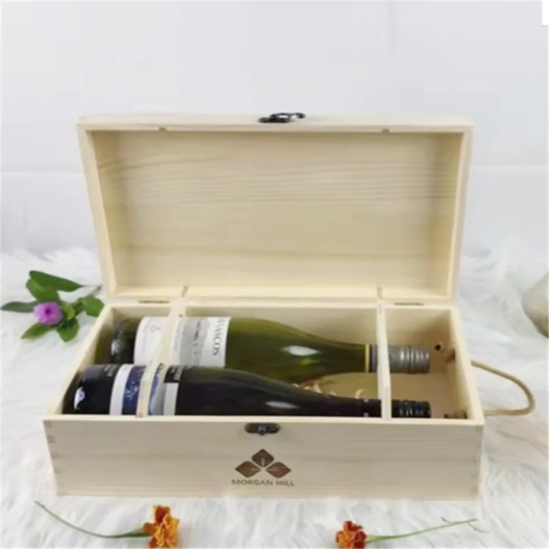 Фабричная оптовая продажа, Рождественская деревянная коробка для красного вина на заказ, модная коробка для вина, упаковочная коробка из массива дерева