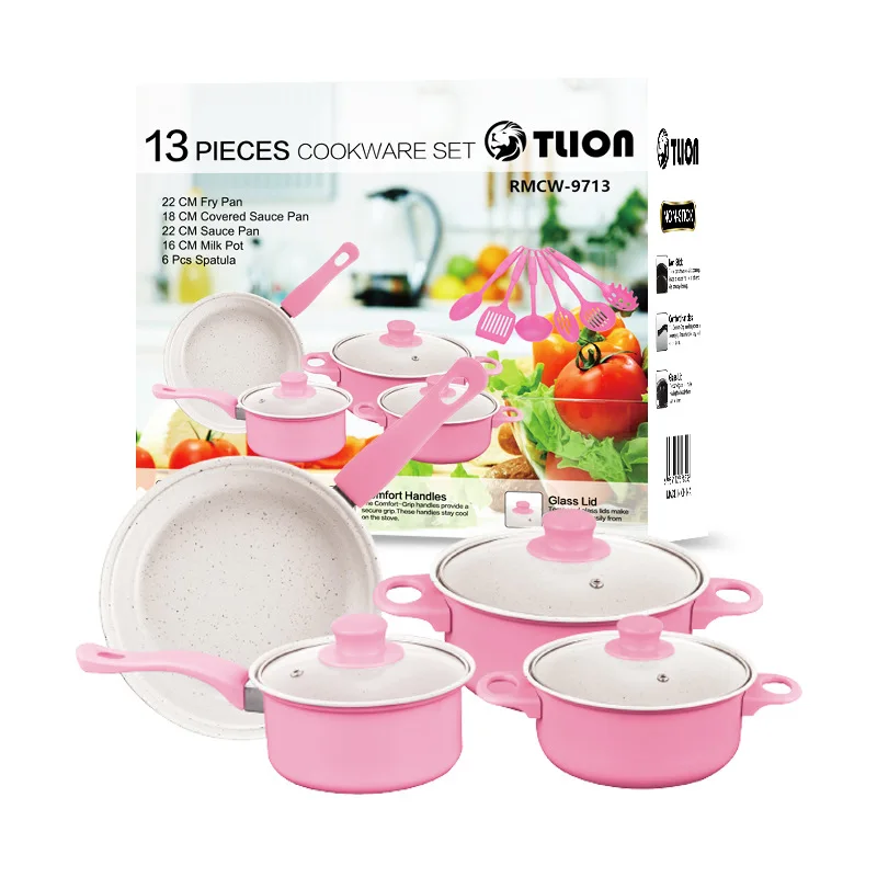 13-Piece Red Modern Design High Borosilicate Metal Glass Kitchen Tabletop Set New Home Cooking Sustainable Soup Cooking