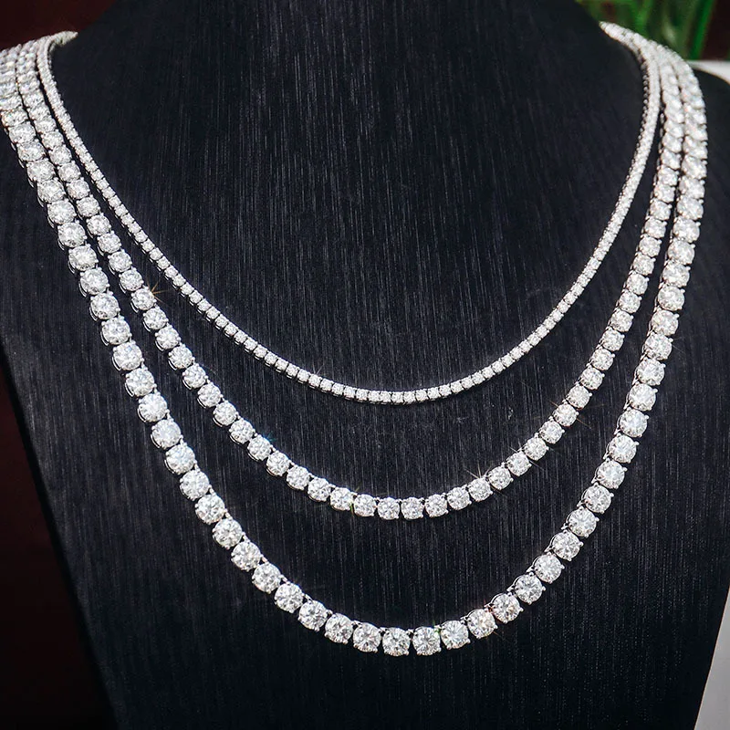 High Quality Waterproof Non Rusting Non Fading Antiallergic Durable Classic Vvs Moissanite Tennis Chain Swimming Summer Jewelry