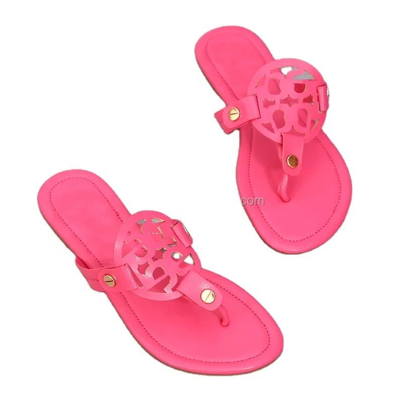 Hot selling Luxury TB women sandals summer flat sandals for sexy beach thong slippers ladies flip flops slides