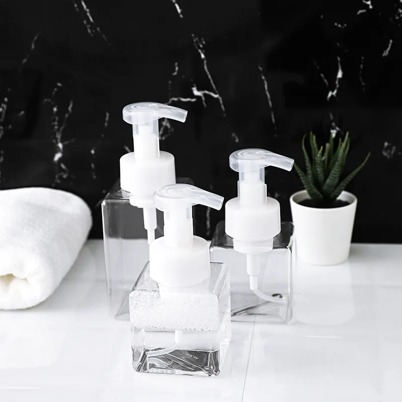 Empty Square Foaming Soap Dispense 650ml 250ml 450m Travel Bathroom Liquid Hand Soap Wash Foam Mousse Pump Bottle Plastic