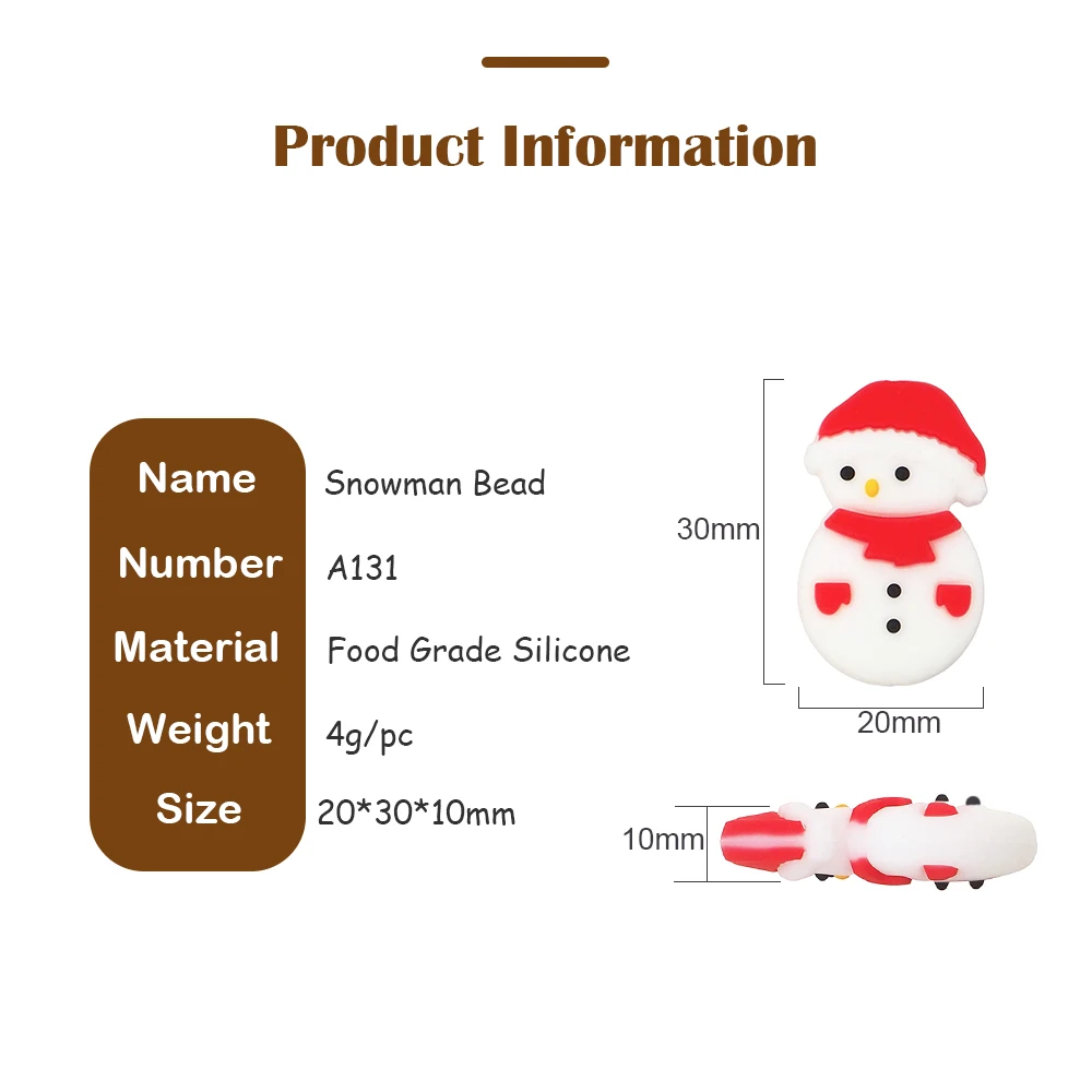 Лидер продаж, милый Рождественский Снеговик, силиконовые бусины для прорезывания зубов, безопасный уход за ребенком, ювелирные изделия «сделай сам», ожерелье, игрушка