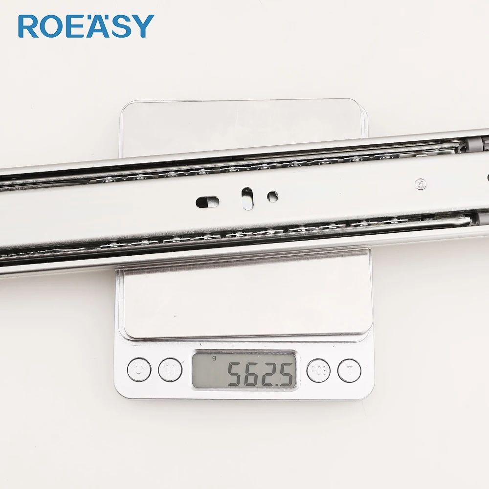 ROEASY Push Open Soft Close Drawer Channel Slides Three Fold Telescopic Ball Bearing Drawer Slide Rail