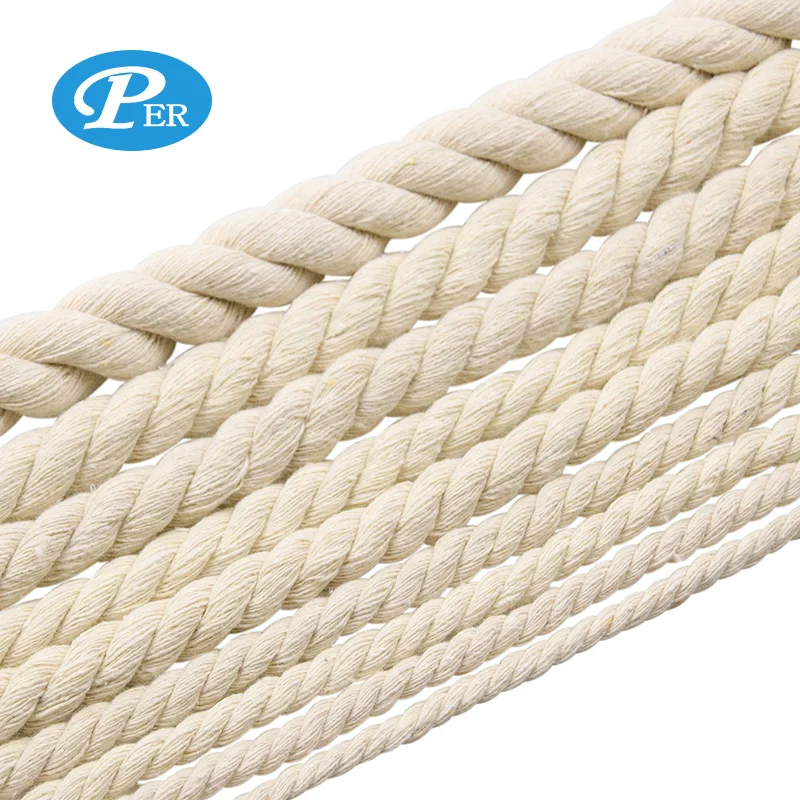 Оптовая продажа заказной естественный цвет 3 нити хлопчатобумажные скрученная веревка