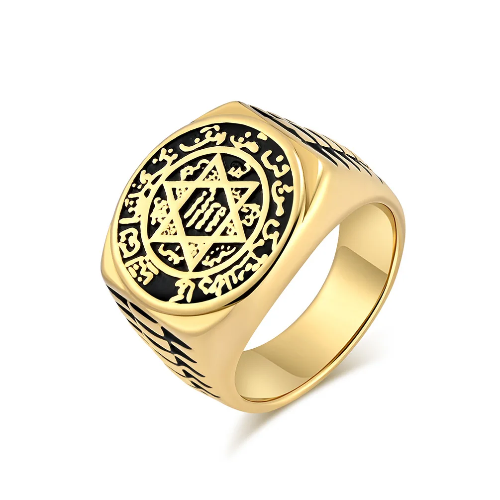 18mm stainless steel ring silver black gold hexagram twelve zodiac signs guardian god stainless steel ring finger ring 801