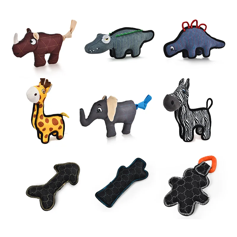 
Double Layer Fabric Extra Toughness Pet Chewer Animal Shape Various Dog Toys 