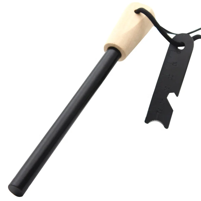Multifunction Camp Feuerstab Striker Ferrocerium Rod Hiking Feuerstarter Wooden Handle Firestarter