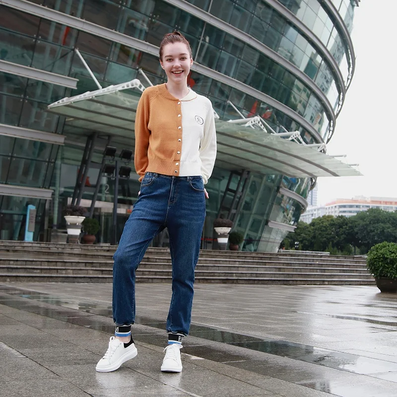 oversize V-neck embroidery jacquard knitted latest design ladies Cardigans With pockets loose cardigans sweater women