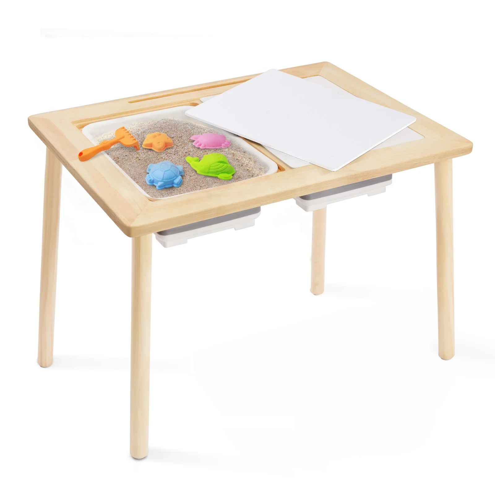 Wooden Toddler Toys Montessori Furniture Wooden Toddler Activity Tables Multifunction Wood Sensory Table For Kids