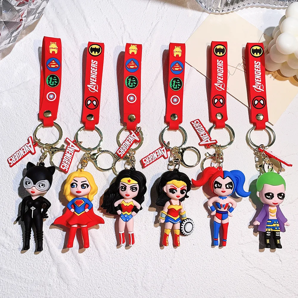 Wholesale hot selling 3D model PVC keychain cartoon suicide squad keychain superhero series keychain