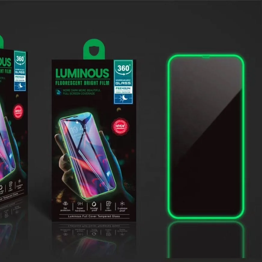 Silicone Edge Fluorescent Tempered Glass Film Luminous Screen Protector For iPhone 13 12 promax