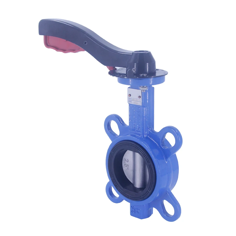 DN50 PN10/16/25 Ductile Iron Cast Iron Body Lugged handle manual Wafer End Type Butterfly Valve