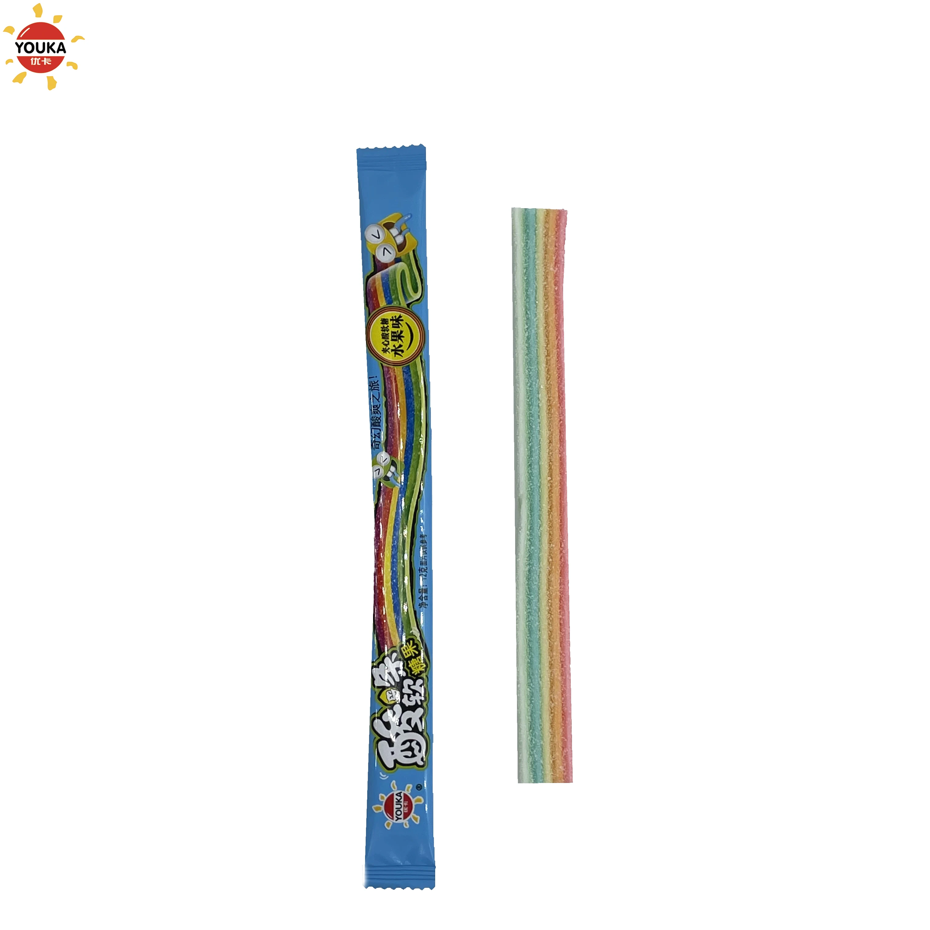 12g Sour Rainbow Belts Super Sour Fruit Candy Gummy Belts Halal Candy