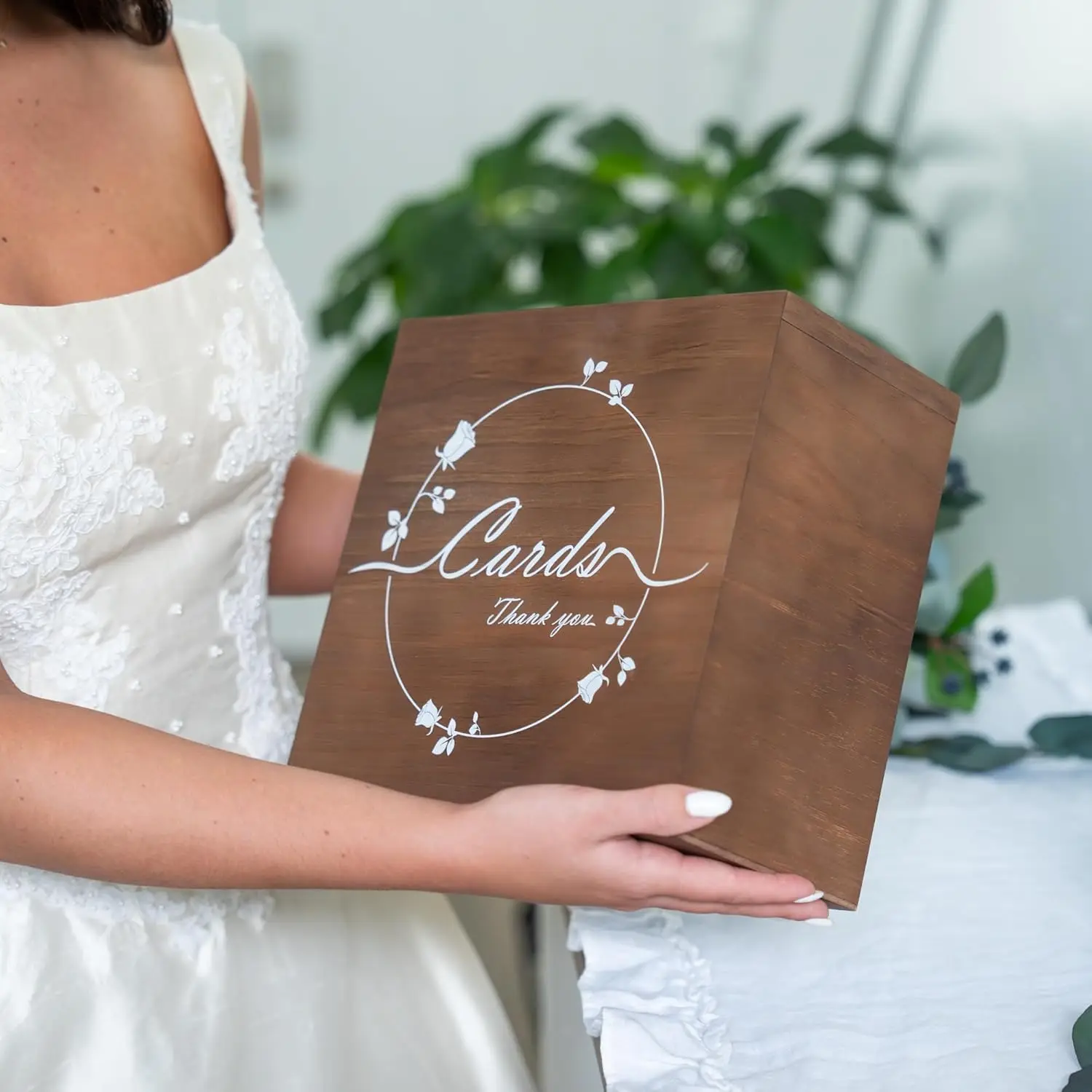 Wooden Wedding Card Box with Slot and LidModern Decorative Wedding Gifts and Money for Baby and Bridal ShowersGraduationsParties