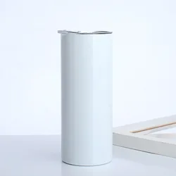 US Warehouse Stainless Steel 20oz Sublimation Tumbler Blank Heat Press Tumblers Straight Shinny Cups With Straw And Rubber