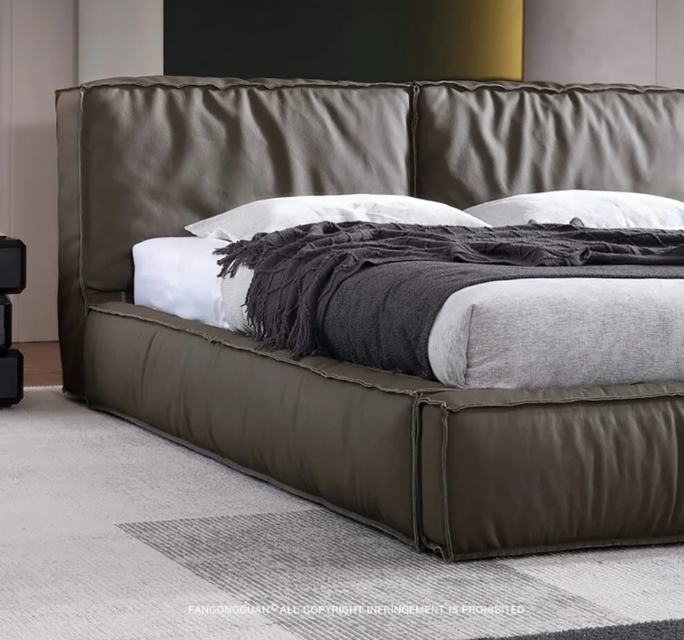 Home Furniture Bedroom Sets Standard Size Leather Upsheathed Beds Luxury Beds