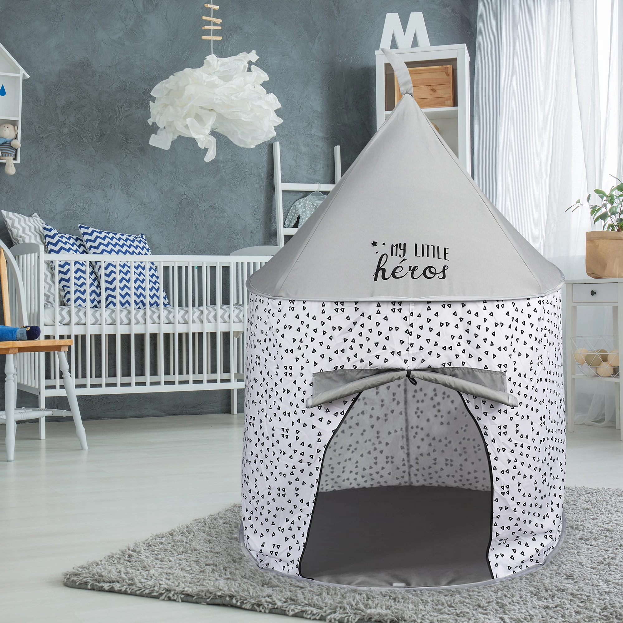 CMP Pink Gray Prince Princess Castle Play Pop Up Tent Teepee Tent Kids Baby Game Room Kids Princess Play Tent