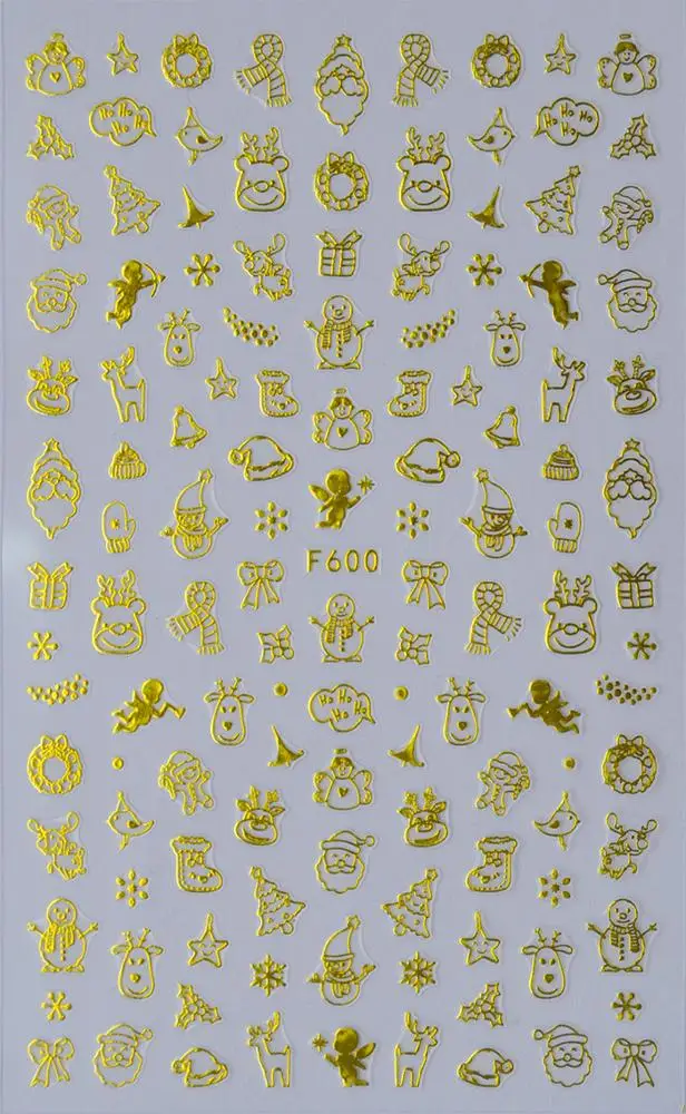 Nail Art Decals Halloween Gold Skull Sticker Christmas Snowflakes Nail Stickers for Nail Decoration