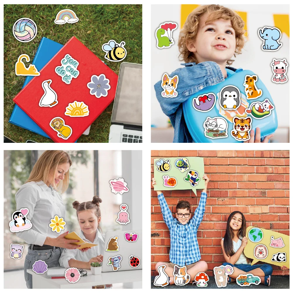 New Custom Cute Animal Outdoors Party Decoration Graffiti Popular Journal UV Resistant Waterproof Vinyl PVC Die Cut Sticker