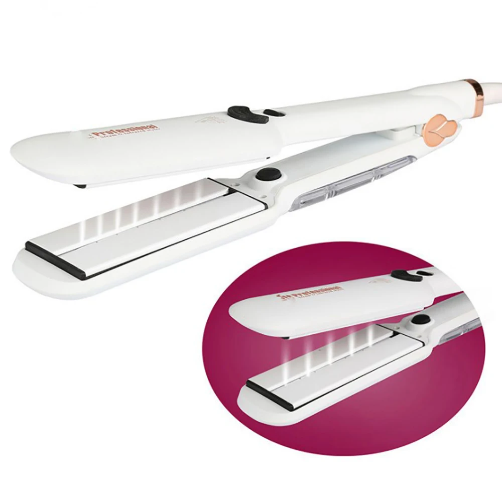 Drop Shopping Women Titanium Salon Nano Steam Pod Flat Iron with Removable Adjustable Temp infrared steam hair straightener