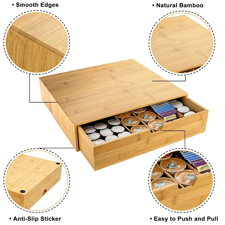 eco friendly bamboo material k cup holder storage drawer kcup k cup espresso coffee pod holder