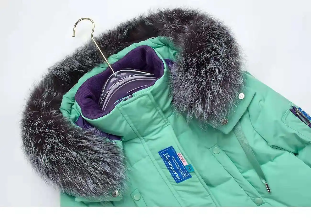 WOMEN HOT SELLING HOODED DUCK DOWN COAT with Faux Fur Trim