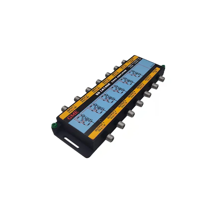 High Density 6 Input Indoor / Outdoor 54 -2400 MHz 14dB DBS / ATSC Satellite Line Powered Coax Amplifier