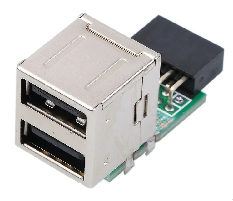 Internal PC USB 2 Port 2.0 9Pin Female to 2 Port A Female Adapter Converter Motherboard PCB Board Card Extender