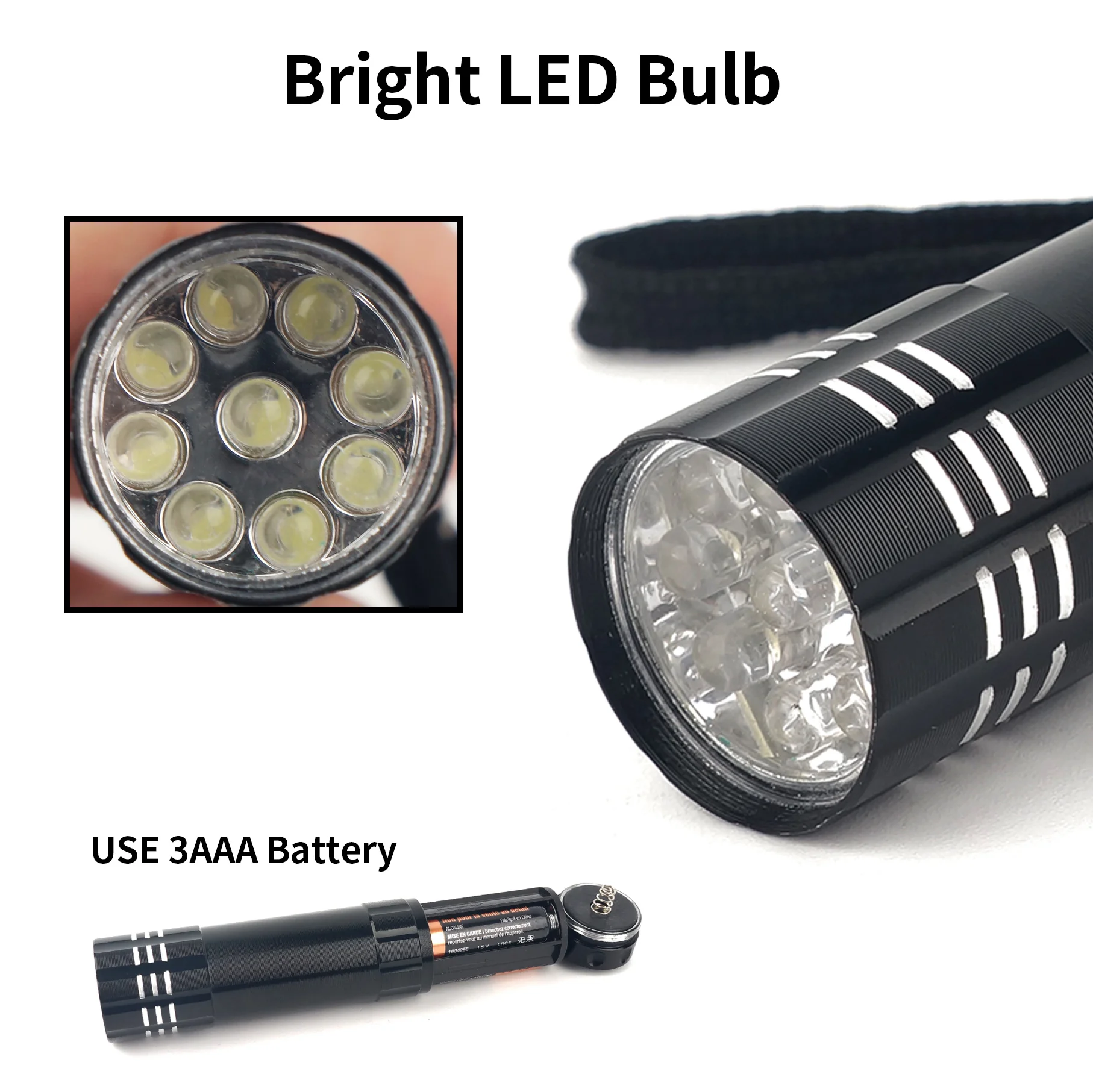 Big Promotion 9 LED Mini Portable Pocket Hand Torch Aluminium Superbright Flashlight UV light