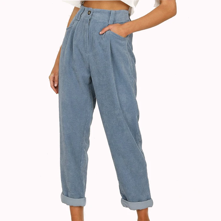 Wholesale custom corduroy fabric ladies pants  corduroy pants for women