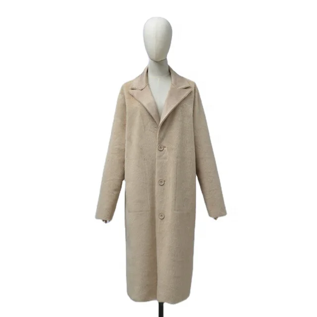 Cheap Autumn Winter Slim Casual Style Elegant Lady Outwear Turn Down Collar Fake Mink Fur Reversible X-Long  Over Coat For Women