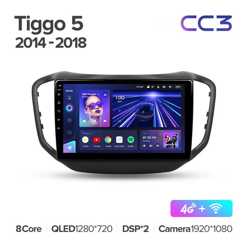  Автомагнитола TEYES CC3 для Chery Tiggo 5 2014-2020 мультимедийный видеоплеер навигация стерео Android 10 2din 2 din