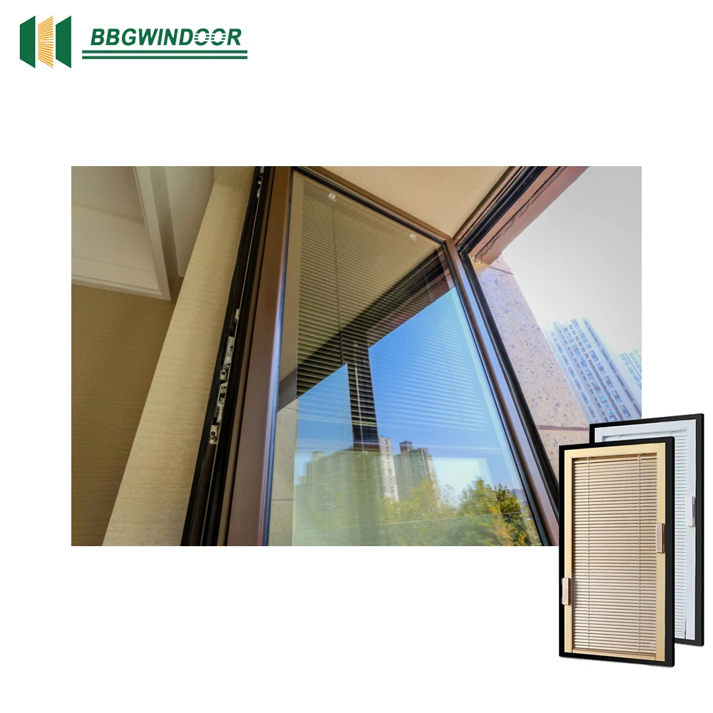 BBGWINDOOR privacy protection professional windows aluminum casement window with built in blinds