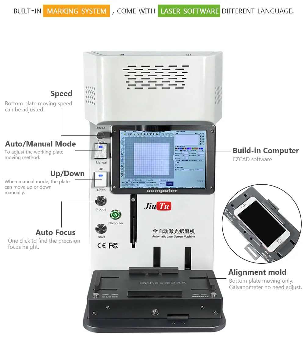 JiuTu Diy printer Laser Cutting For iPhone Back Glass Remover LCD Frame Repair Laser Separator Machine