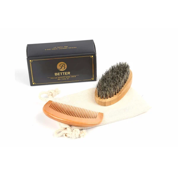 High quality bamboo beard brush set