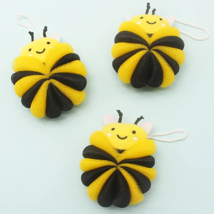 Bee Bath Loofah Sponge Cartoon Shower Ball Exfoliating Body Cleaning Pouf